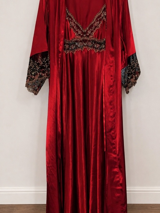 Valerie Stevens Other - Valerie Stevens Deep Red Satin Slip or Dress with Robe
